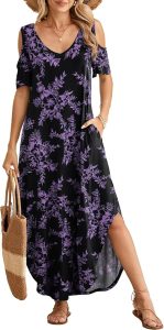 Styleworld Womens' Cold Shoulder Maxi Dress