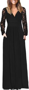 Auselily Long Sleeve Maxi Dress With Pockets